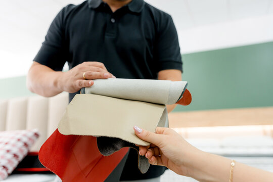 Choose upholstery fabric samples for furniture store selection