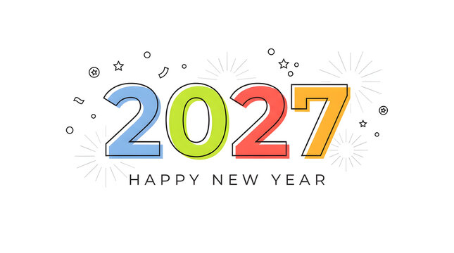 Happy new year 2027 colorful celebration design