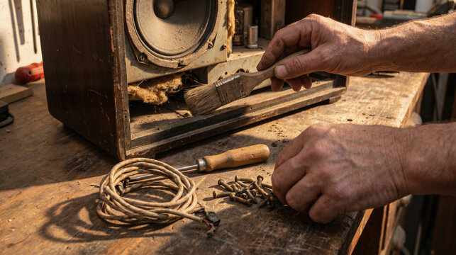 Cleaning a Vintage Radio Interior Before Reassembly for Repair