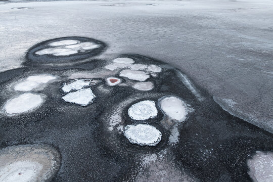 Abstract saline patterns and mineral formations at Laguna Espejo