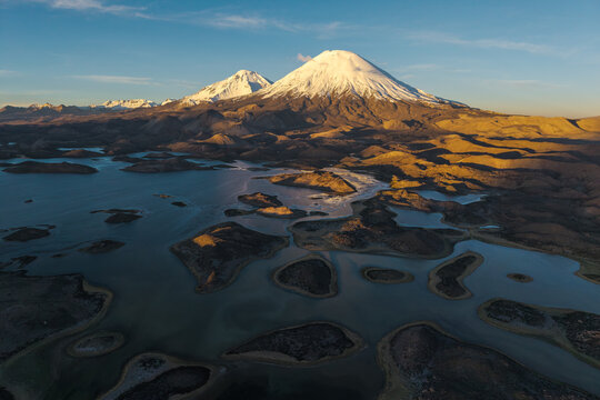 Parinacota Volcano above wetlands in Lauca National Park