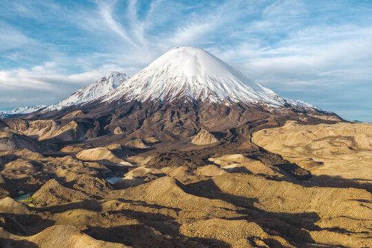 Parinacota Volcano above Lauca National Park wetlands