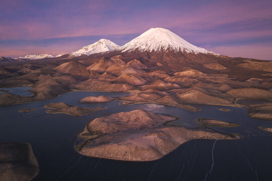 Parinacota Volcano above wetlands in Lauca National Park