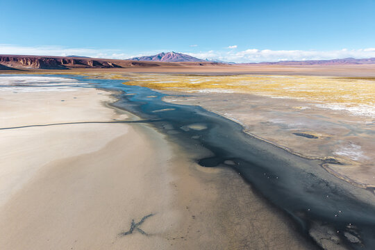 Tara Salt Flat landscape in Atacama Desert, chile