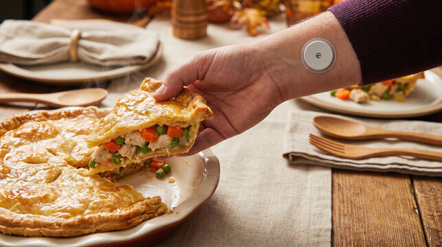 Autumn Savory Pot Pie Served With a Continuous Glucose Monitor