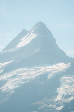 Snowy mountain peak at Grindelwald-First in Switzerland