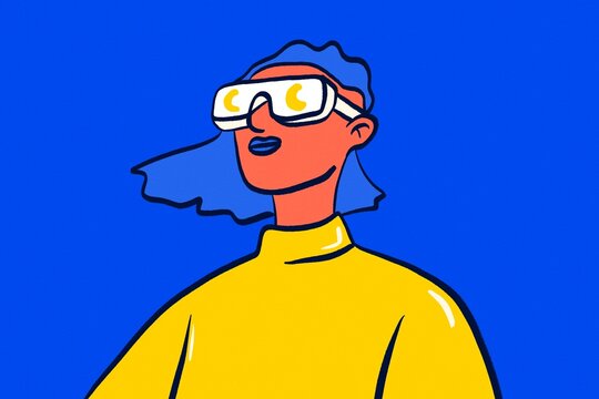 Woman with smart glasses in futuristic pop art style