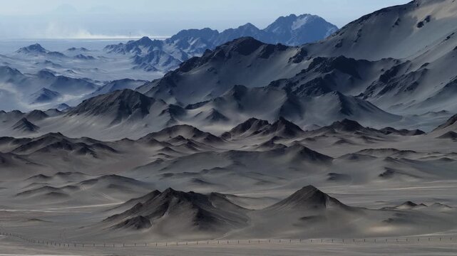 Dark Layered Mountain Range at Lenghu, Qaidam Basin, Qinghai