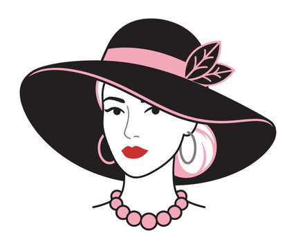 Elegant woman in wide-brimmed hat with pink accents during a sunny day conceptualizing classic style no trademark