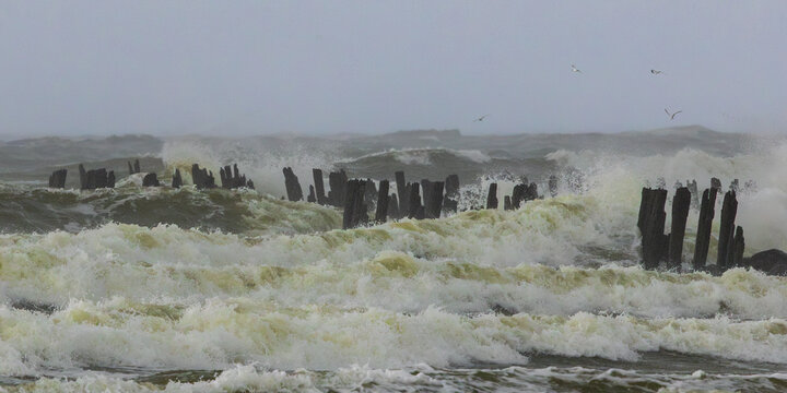 Heavy storm at the beach in Lithuania