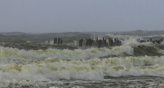 Heavy storm at the beach in Lithuania