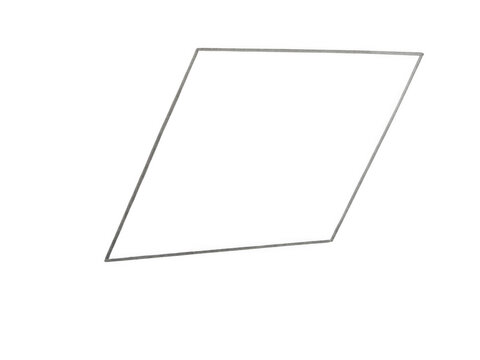 Simple black outline of a parallelogram shape on a plain surface isolated on transparent background