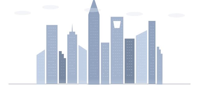 Minimalist city skyline vector illustration with sleek gray skyscrapers and clean modern urban design