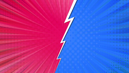 Pop art retro comic background. Abstract cartoon cover with versus lightning. Blue and pink vs frames. JPG image © Angela Ksen