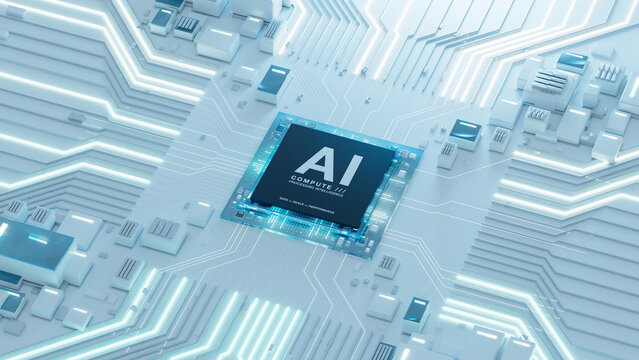 AI Chip Powering a Wide Futuristic Technology Network