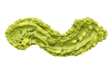 Fresh vibrant green guacamole dip with chunky texture isolated on a clean white background, viewed...