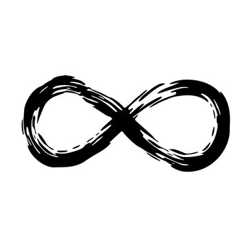 infinity symbol brush stroke endless loop calligraphy black ink icon