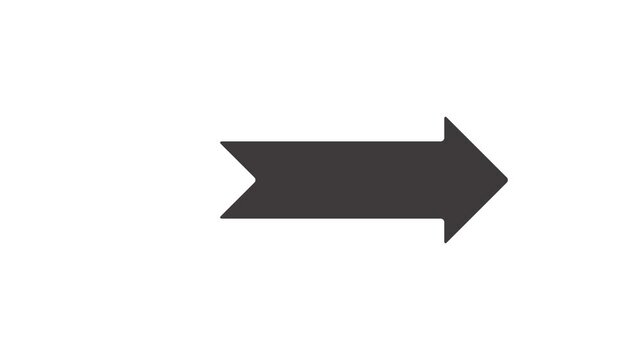 black right Icon Animation on white Background direction symbol indicating back or previous page. simple red pointer showing opposite direction.