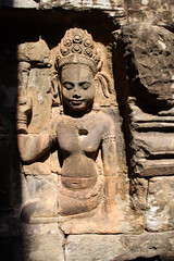Obraz premium sculpted terrace in a ruined khmer hindu and buddhist complex (angkor thom) in angkor in siem reap in cambodia 