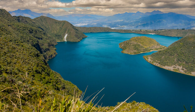 Cuicocha Lake crater landscape in Imbabura Province, Ecuador