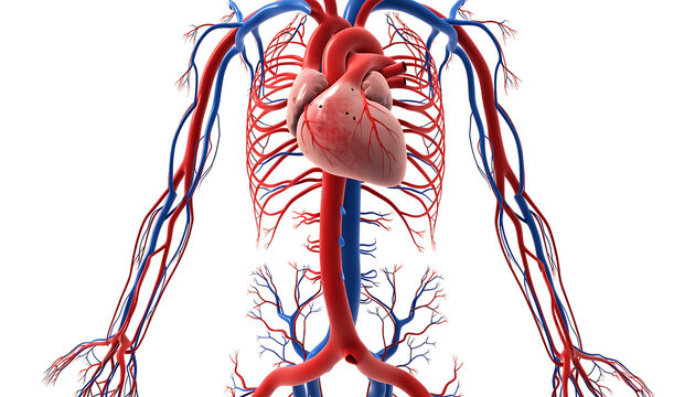 3D medical visualization of human heart and circulatory system anatomy