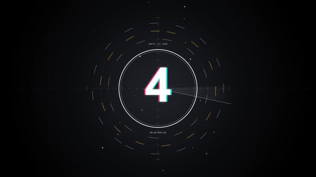 Futuristic countdown timer with circular HUD graphics on black