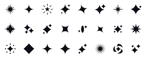 Fototapeta premium Set of various sparkle and star icons, vector illustration isolated on transparent background