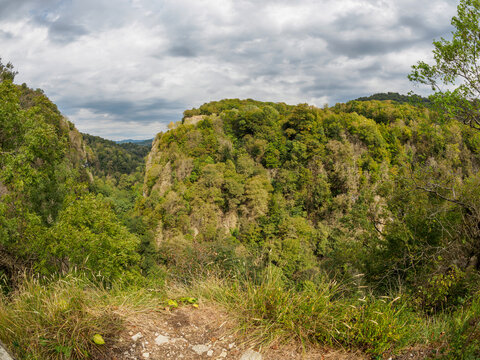 View of the canyon of Khosta river in Khosta Yew-Boxwood Grove. Sochi. Khosta District, Russia Autumn in the mountains