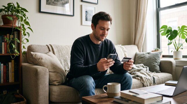 Online payment process using a bank card at home