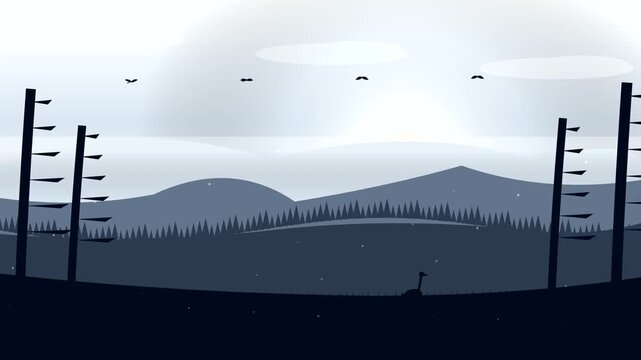 Sunset Mountain & Majestic Deer 1080p Seamless Nature Landscape Animation Loop