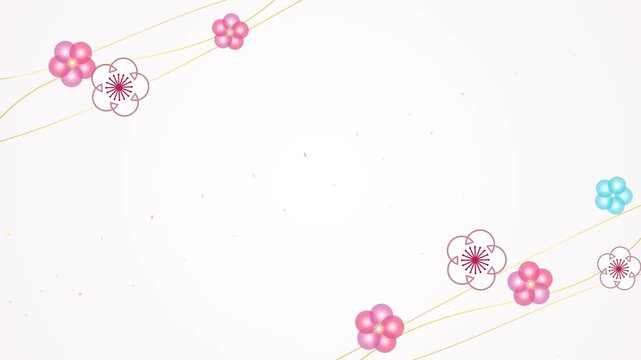 Elegant Japanese Plum Blossom Animation with Falling Petals White Background Gentle Ume Flower Art