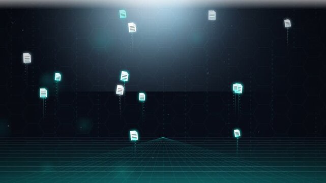 Digital Document Migration and Cloud Data Transfer Animation