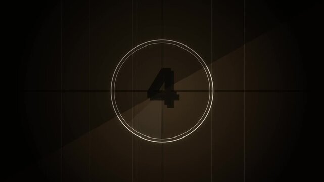 Sepia film countdown with rotating shutter and circular frame