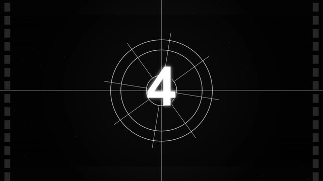 Film strip countdown with circular crosshair and sprocket holes