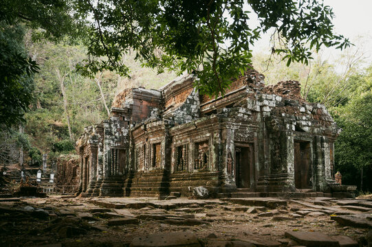Ancient Wat Phu temple ruins in Champasak, Laos