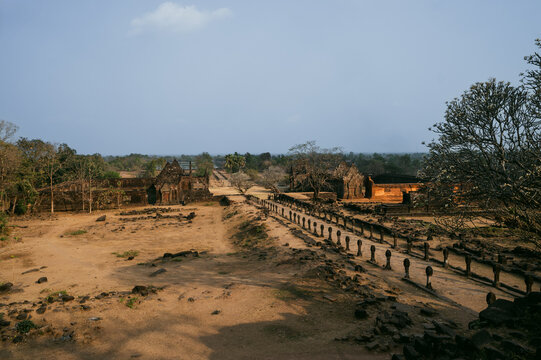 Ancient Wat Phu temple ruins in Champasak, Laos