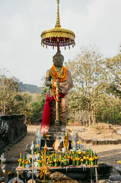 Buddha statue shrine at Wat Phu Champasak, Laos