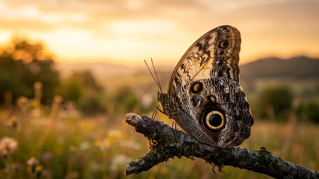 owl butterfly close up at sunset light in la paz waterfall gardens costa rica video