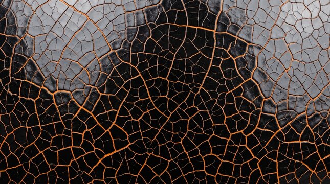 Black and orange crackle lacquer texture