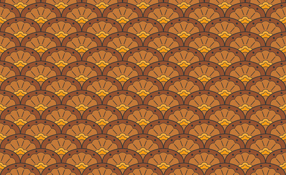 Orange Art Deco Fan Seamless Vector Pattern Background