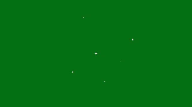 Sparkling star twinkle glitter white cartoon doodle animation,glowing particle circle, shimmering stardust spiral, white magic confetti and elegant bokeh effects on green background 4K video