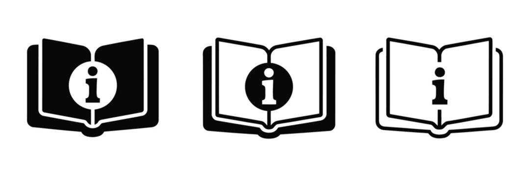 Information book icon representing knowledge, education, learning, reference, reading, guidance, documentation, and useful facts, vector, design