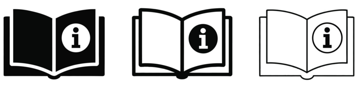 Information book icon symbolizing knowledge, education, learning, reference, reading, research, guidance, and educational resources, vector, design