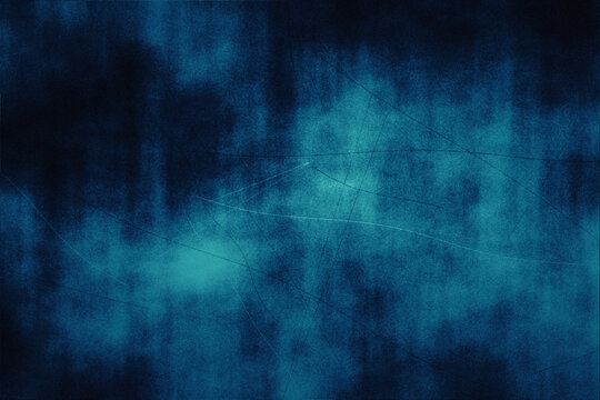 Deep blue grunge texture featuring dark moody surface with faded scratches and soft light glow creates professional artistic backdrop for design projects.
