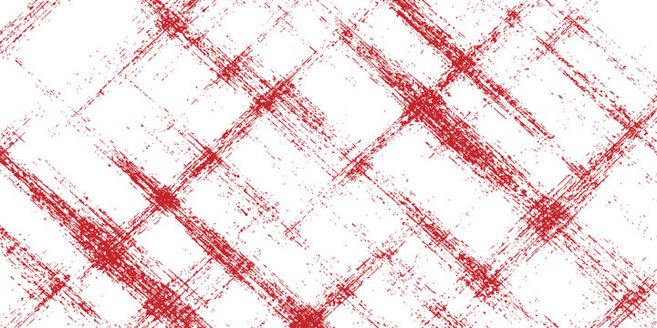 Abstract red grunge diagonal intersecting lines texture background with distressed brush strokes and vintage style vector illustration.