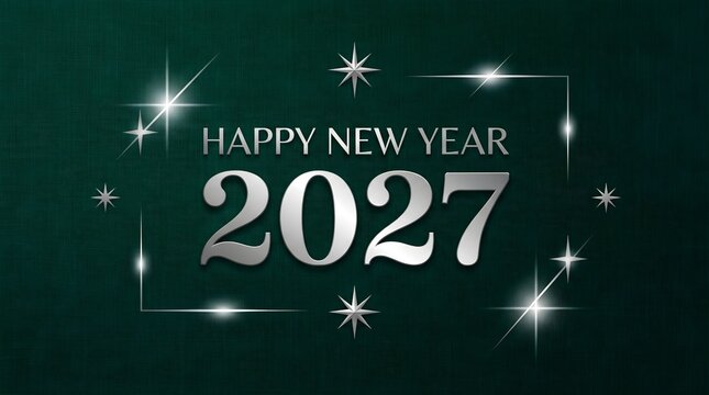 2027 Happy New Year Dark Green Minimal Elegant Background