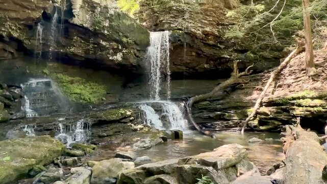 Horizontal view of a waterfall in Cloudland Canyon State Park in Georgia.