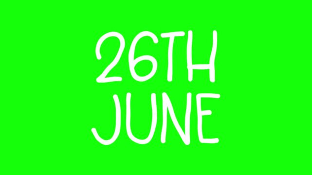 26th June Hand Drawn Scribble Overlay with Green Background