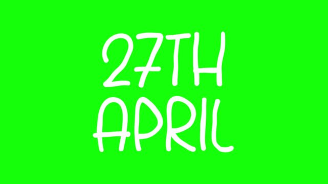 27th April Hand Drawn Scribble Overlay with Green Background