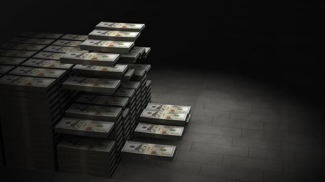 Growing Stacks of US Dollar Bills Representing Wealth, Success, and Financial Growth.